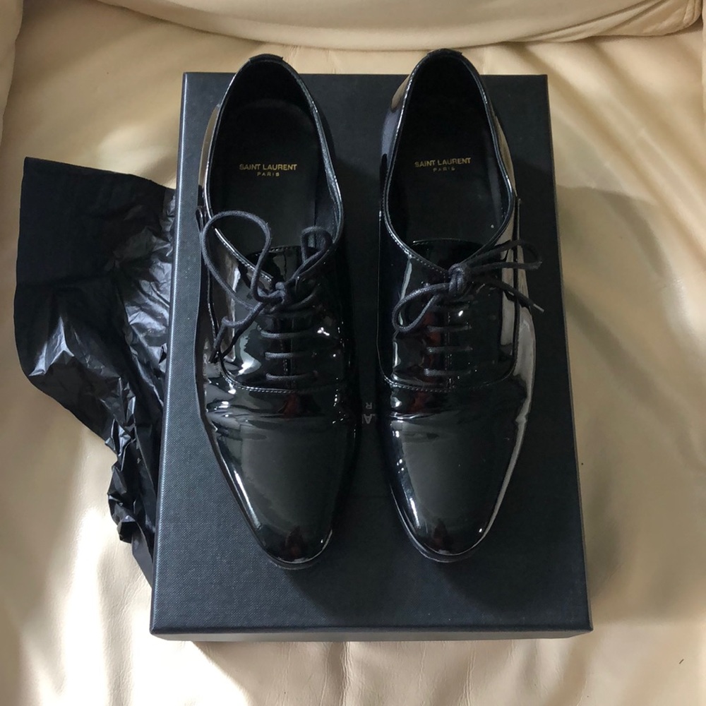 Saint Laurent calfskin patent lulu oxfords